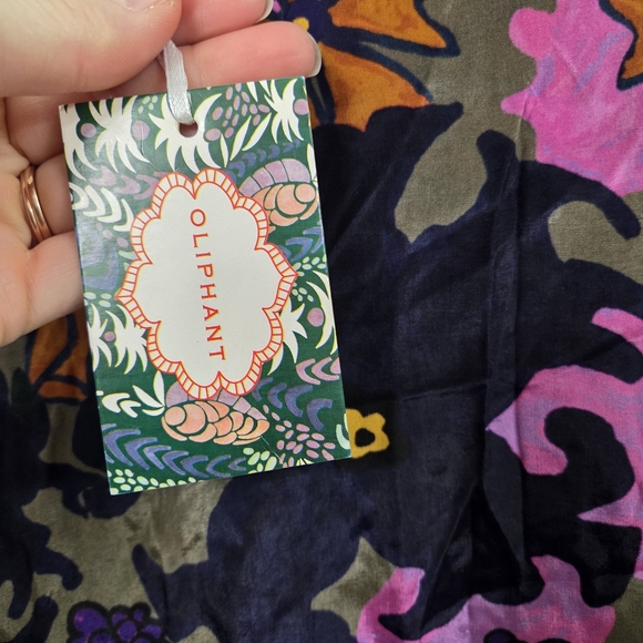 Oliphant Suzani Navy Mock Neck Ruffle Maxi Dress in a silk viscose Womens Small - Picture 5 of 15